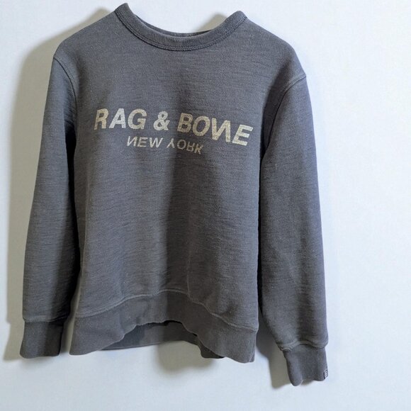 Rag & Bone Loopback Logo Print Crew Neck Sweatshirt, Men's Size L, Black - Picture 1 of 6